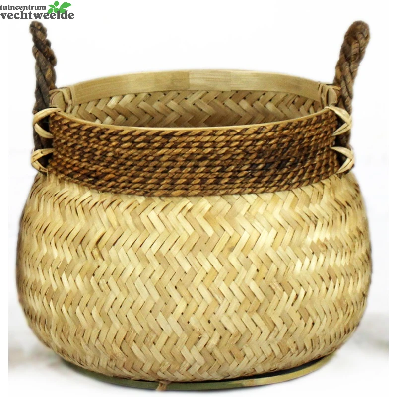 Mand Bamboo Naturel D47h36cm 4 Mand Bamboo Naturel D47h36cm - Afbeelding 2