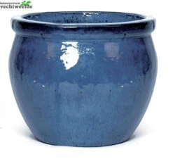 Pot Delta Rand Glazuur D38h31cm Blauw