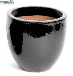 Pot Egg Glans Dia41 H33 CM Zwart