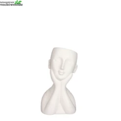 Pot Gezicht L11.5b10.5h21cm Wit