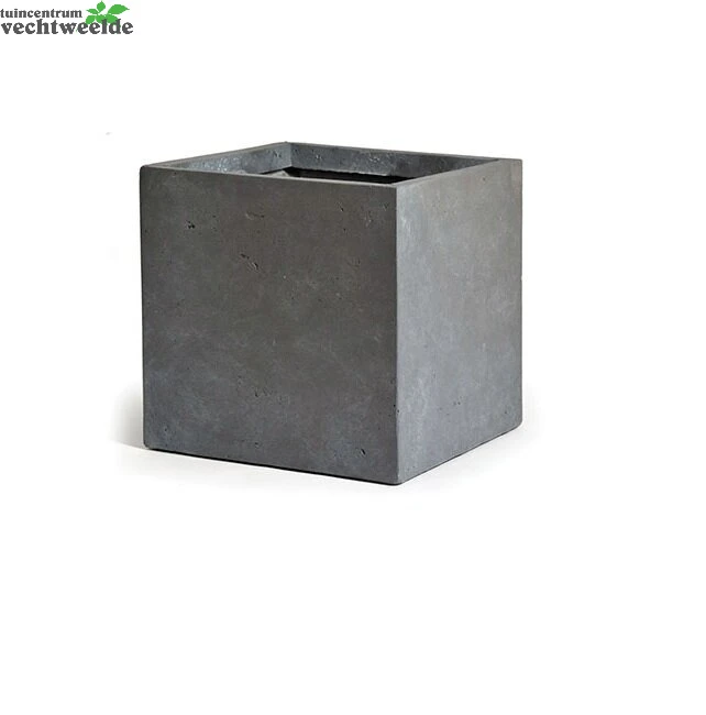 Pot Kubus Clay Fibre B34 - H30 Cm Authentiek Grijs 3 Pot Kubus Clay Fibre B34 - H30 Cm Authentiek Grijs