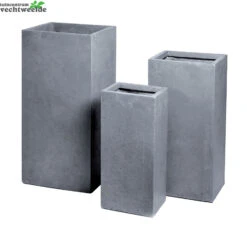 Pot Kubus Clay Fibre - Hoog B33 - H70 Cm Grijs
