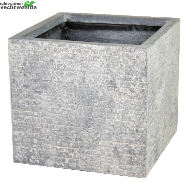 Pot Kubus Utah B44 - H38 Cm Grijs 3 Pot Kubus Utah B44 - H38 Cm Grijs