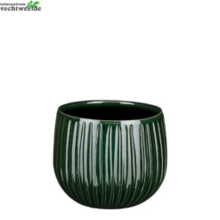 Pot Pablo D16h14cm D.groen Ribbel