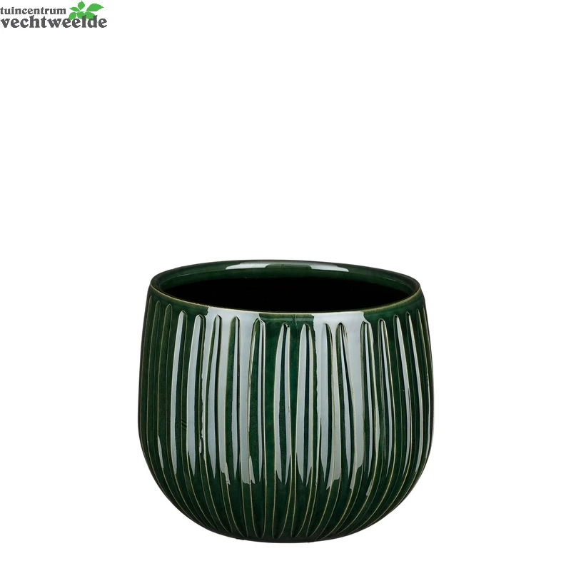 Pot Pablo D16h14cm D.groen Ribbel 3 Pot Pablo D16h14cm D.groen Ribbel