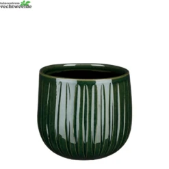Pot Pablo D18h16cm D.groen Ribbel