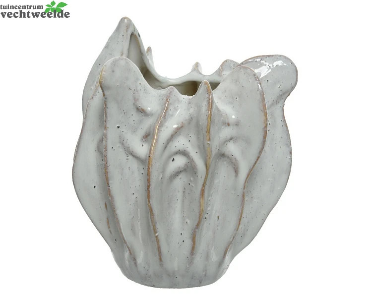 Decoris Vaas Keramiek L16.5b15.5h19.5cm Wit